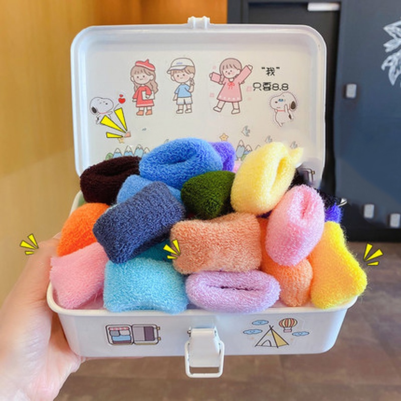 Dây Buộc Tóc Bằng Polyester Dày Bản Rộng Độ Co Giãn Cao Nhiều Màu Sắc Dễ Thương Cho Nữ