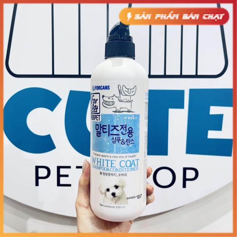 Dầu Gội Và Xả Dành Cho Chó Lông Trắng Forcans White Coat 550ml [SG Giao Hỏa Tốc]