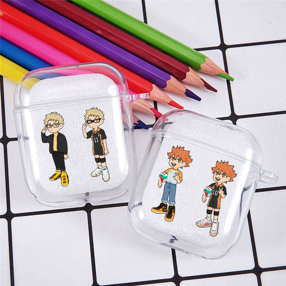 Anime Haikyuu!! Vỏ Bảo Vệ Hộp Sạc Tai Nghe Airpods Pro 3 2 1 Hinata Shoyo Kageyama Bằng Silicon TPU Mềm Trong Suốt
