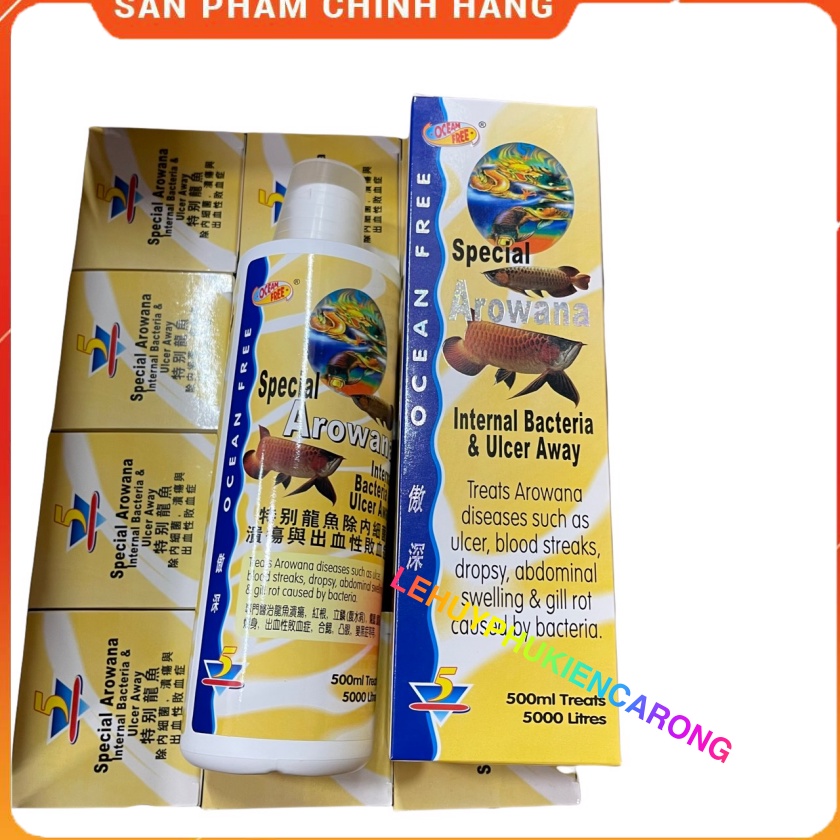 Chai số 5 OCEAN FREE Trị Nấm Đen Kênh Vảy và Diệt Khuẩn Cho Cá Rồng Chai 500ml Hàng Chính Hãng