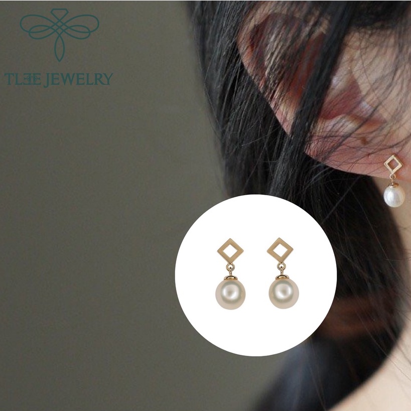 Khuyên tai bạc nữ TLEE LiLY gắn ngọc trai nhân tạo nữ tính TleeJewelry B0107