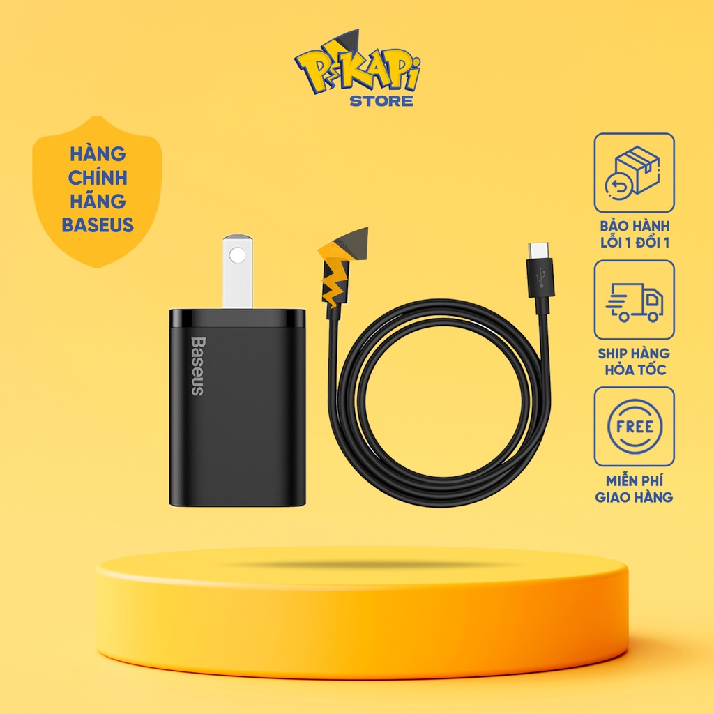 Bộ củ và dây sạc nhanh iPhone chính hãng Baseus: công suất 20W, Bảo hàng 12 Tháng, hỗ trợ iPhone 8 Plus XR 11 12 13 14