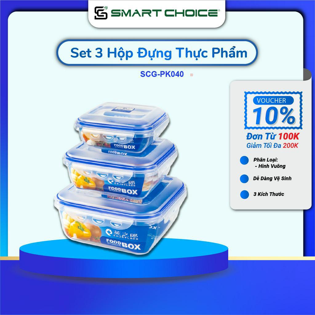 Hộp Nhựa Đựng Thực Phẩm Vuông SmartChoice Cao Cấp, Hộp Đựng Đồ Ăn An Toàn Cho Sức Khỏe, Chịu Nhiệt Tốt