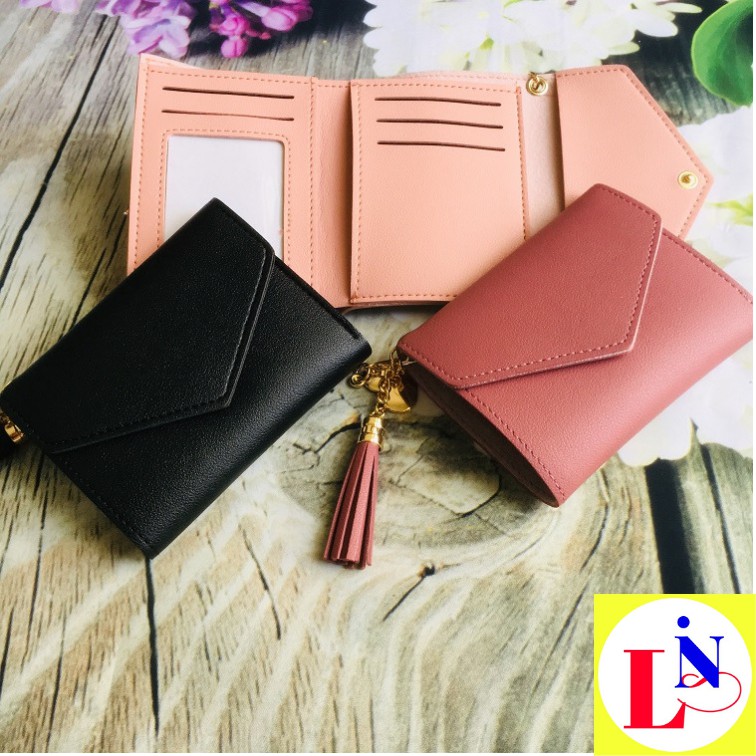 Ví nữ ngắn kèm tua rua dễ thương bỏ túi nhỏ gọn MT105 | BigBuy360 - bigbuy360.vn