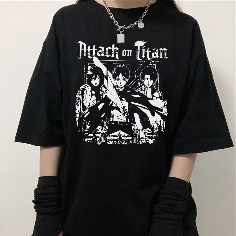 Áo Attack On Titan hoạt hình áo thun anime Nhật Bản ngắn tay đường phố