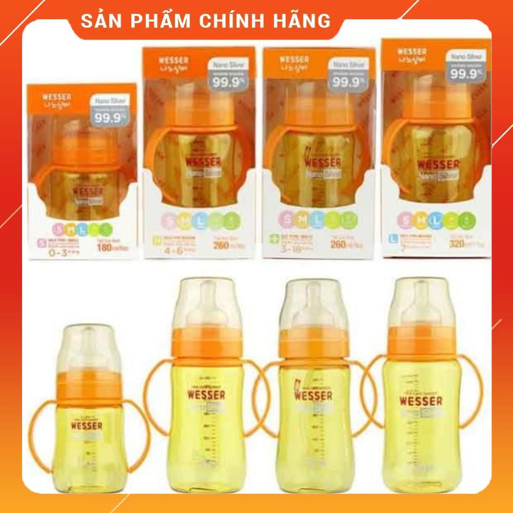 Bình Sữa Wesser Cổ Rộng Nano Silver 180ML/ 260ML