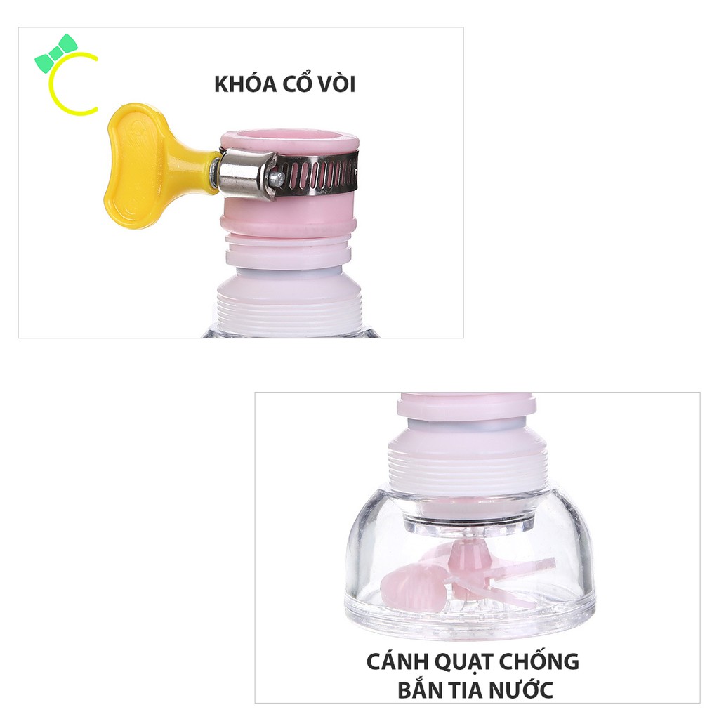 Đầu tăng áp cho vòi rửa chén bát xoay 360 độ cố định bằng vòng inox - Cami - CMPK166