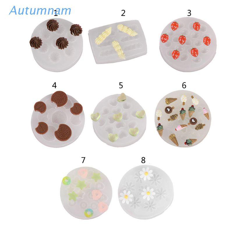 Khuôn đúc resin tạo hình hoa/trái tim nhỏ dùng làm món ăn/bánh quy/kem/trang sức thủ công DIY tiện dụng