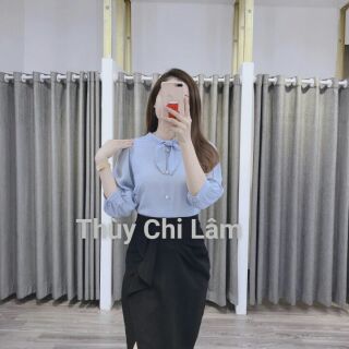 Áo sơ mi nơ cổ cách điệu