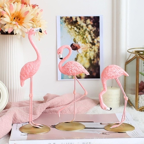 Đồ trang trí Chim Hồng Hạc Trang Trí Nội Thất / Để Bàn Bằng Nhựa Resin Phong Cách Bắc Âu