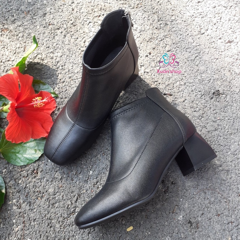 Boot nữ Dusto da mềm, gót vuông cao 5cm (có sẵn)