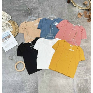 ÁO phông cổ vuông khuy ngực CV002