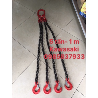 Dây xích cẩu 4 sợi 5 tấn 1m Kawasaki Nhật dùng móc buộc cẩu kéo an toàn hiệu quả