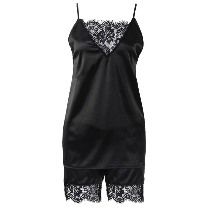 Bộ Đồ Ngủ Phối Ren Cổ Chữ V Họa Tiết Hoa Dáng Ngắn Thời Trang Cho Nữ