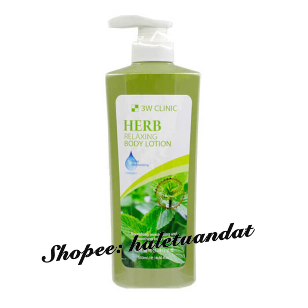 Dưỡng thể 3W Clinic Herb Relaxing Body Lotion 550ml