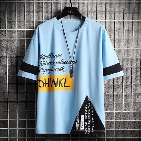 Áo Thun Tay Ngắn Cổ Tròn Dáng Rộng In Họa Tiết Phong Cách Hàn Quốc Thời Trang Mùa Hè Cho Nam size M-5XL