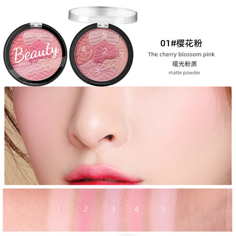 [Hàng mới về] Bảng phấn má hồng Anchovy 5 màu trang điểm lâu trôi 59g | BigBuy360 - bigbuy360.vn