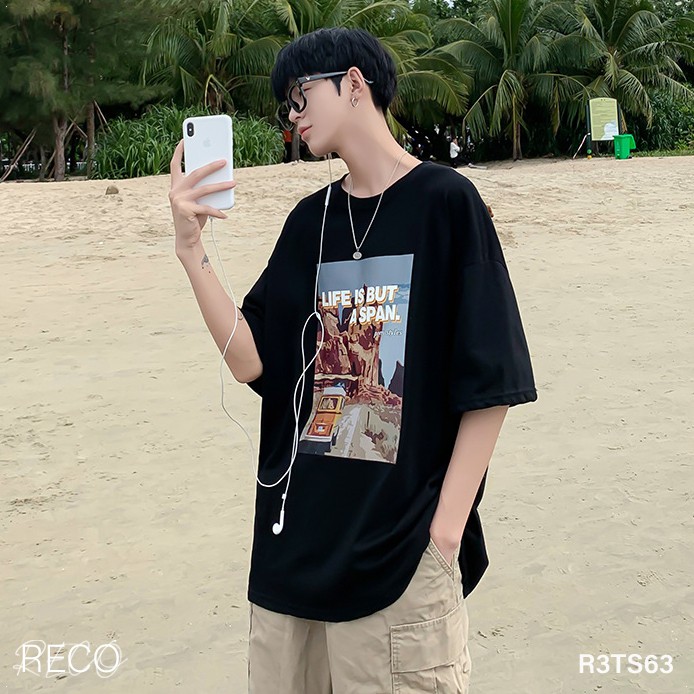 Áo thun, phông nam nữ Hàn Quốc cao cấp dáng rộng tay lỡ T-Shirt Loose R3TS63 Unisex