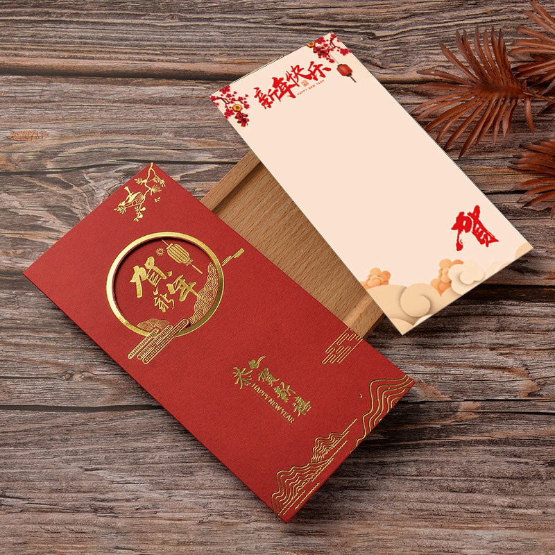 Thiệp chúc mừng năm mới phong cách Trung Hoa cỡ 20*10.2cm