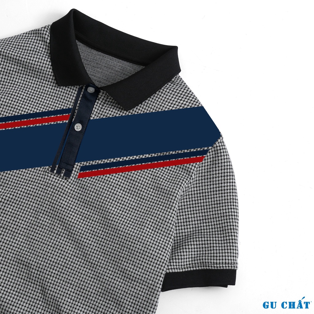 Áo Thun Polo Nam GU CHẤT, Thiết Kế Sọc Chéo, Phối Thun Dệt Kim, Form Regular- PL23
