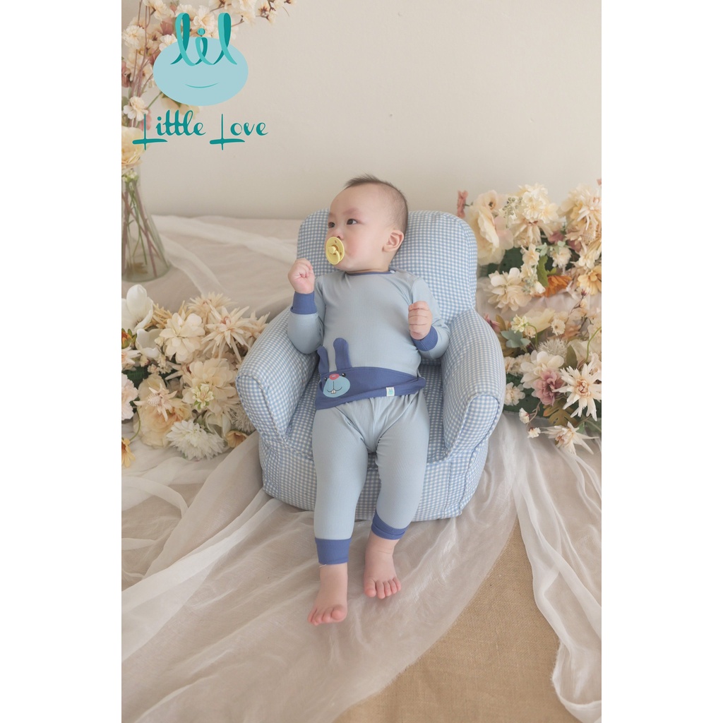 Bộ tăm dài tay phối họa tiết đáng yêu 01-2022 Lil Little Love cho bé trai bé gái