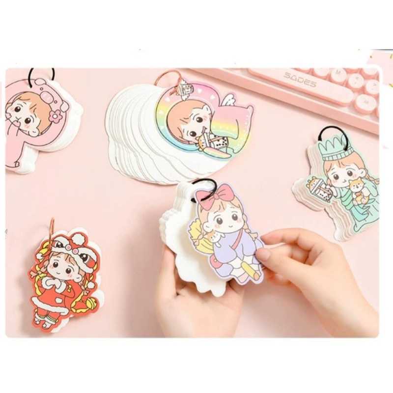 Sổ tay có móc treo Flashcard học ngoại ngữ (note) hình cô bé cosplay siêu cute