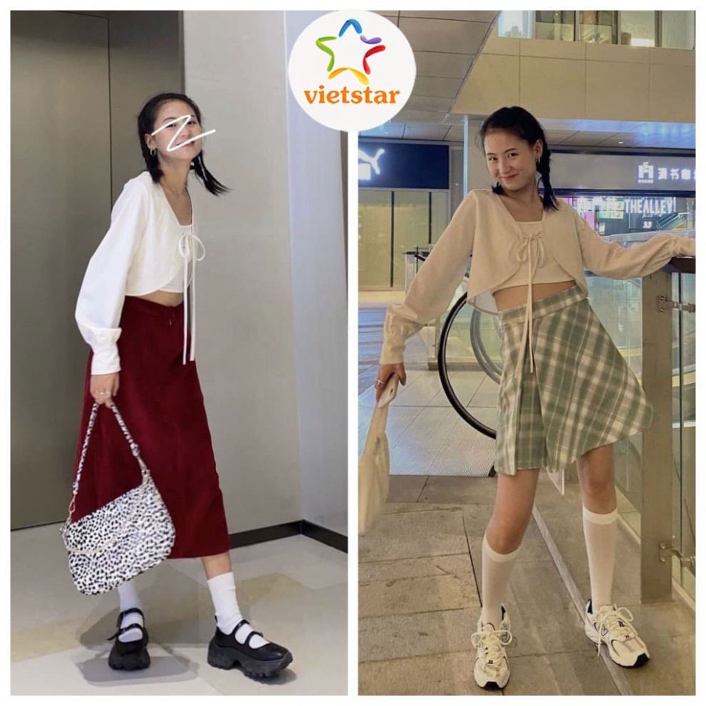 (Hàng Đẹp) Áo khoác mỏng nữ kiểu croptop buộc dây mặc đi biển mùa hè chất cotton mịn mát- VIETSTAR (ảnh thật)