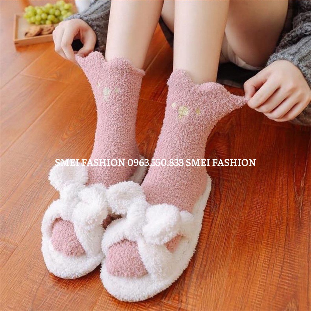 Tất cổ cao nữ, vớ cổ cao nữ len lông cừu cổ cao hoạ tiết trái tim ấm áp