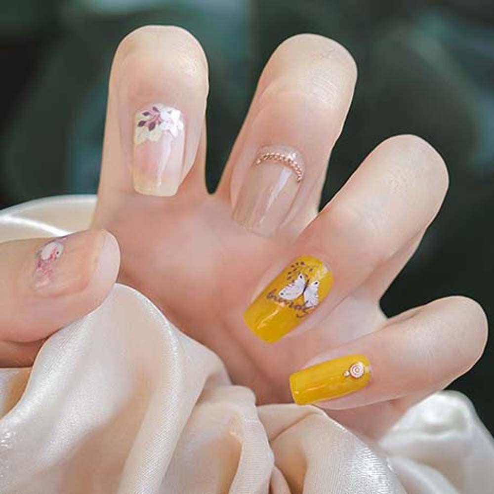 OCEANMAP Miếng Dán Trang Trí Móng Tay Hình Hoa Cúc / Chim Thời Trang