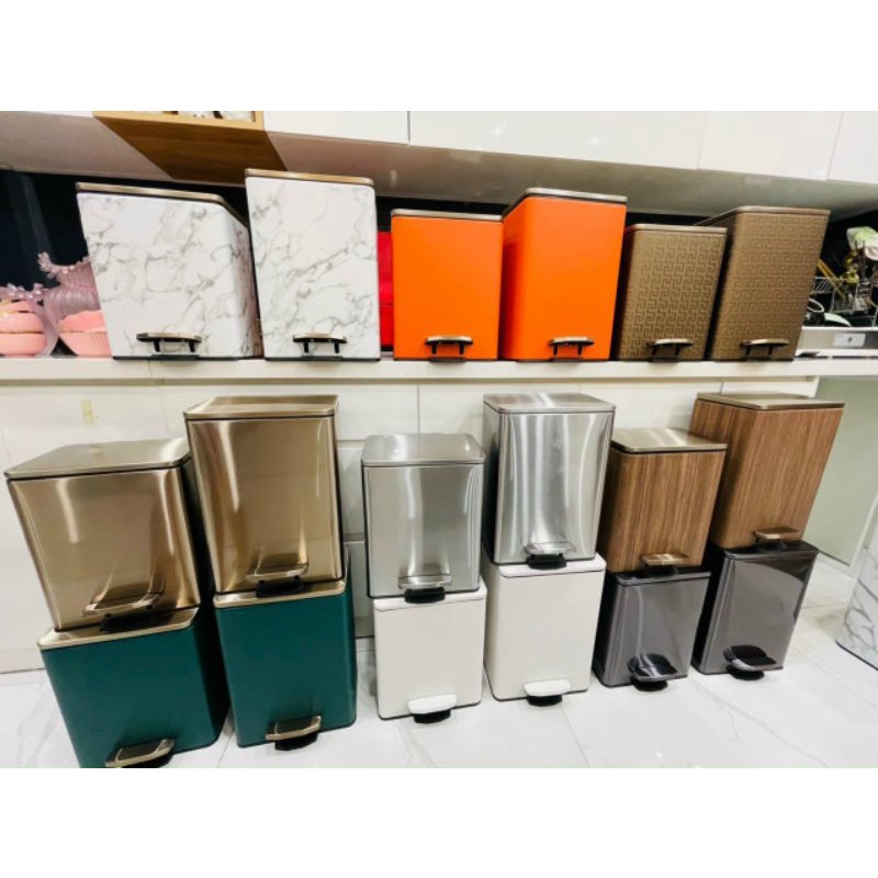 Thùng rác chân đạp thép cacbon phong cách hiện đại