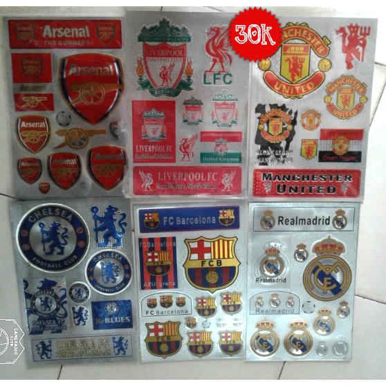 Sticker decal dán manchester united chelsea arsenal liverpool real barca AC Milan