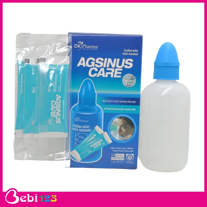 (Tặng 5 gói muối) Bình bơm rửa mũi, bình vệ sinh mũi AGSINUS chăm sóc cho bé