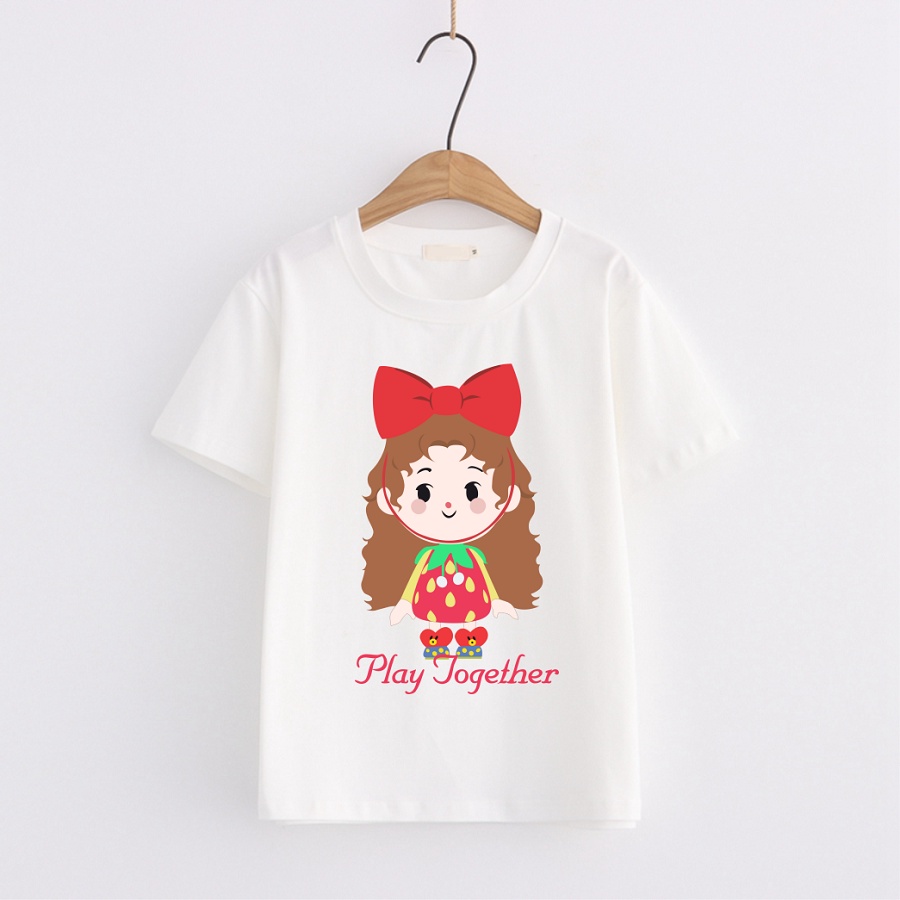 Áo thun cho bé in hình Play Together màu trắng đủ size cho bé trai bé gái