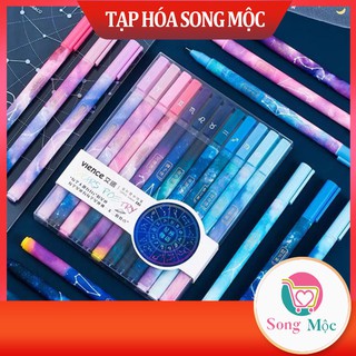 Set 12 bút viết bi nước 12 cung hoàng đạo kèm  mực đen bút học sinh viên văn phòng dễ thương mực đều nét đẹp