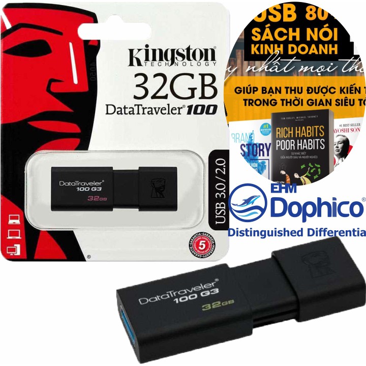 USB 3.0 Kingston 100G3 – Hỗ trợ cài đặt bộ 80 sách nói kinh doanh làm giàu hay nhất thời đại 4.0