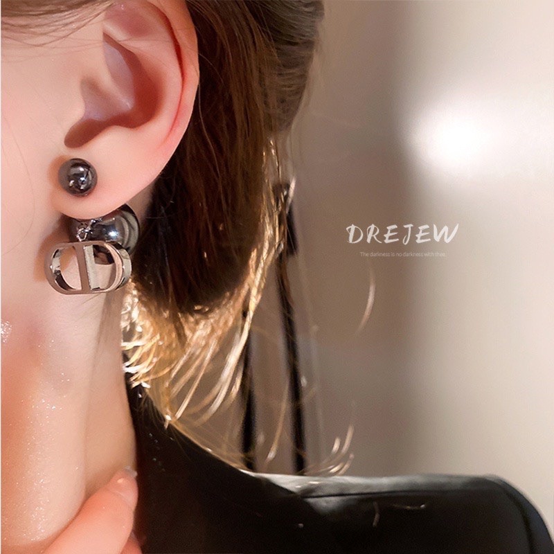 bông tai CD Ngọc đen cao cấp, phụ kiện trắng sức hari korea accessories