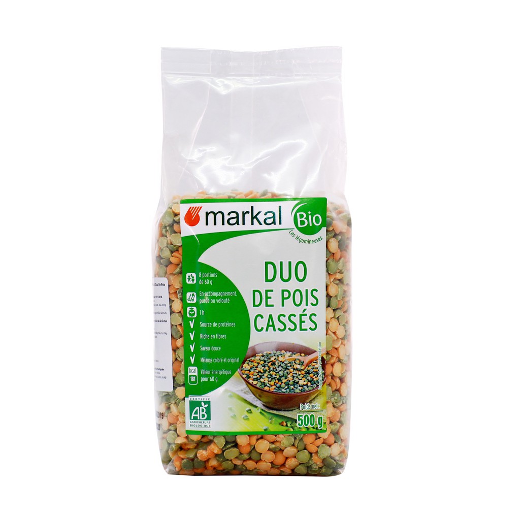 Đậu Hà Lan xanh và vàng hữu cơ Markal 500g