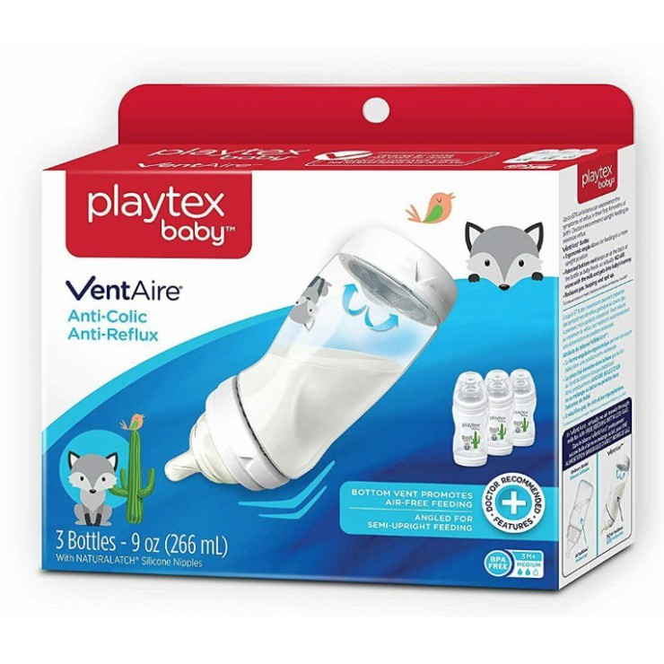 Bình sữa Playtex Ventaire cổ rộng 177ml, 266ml