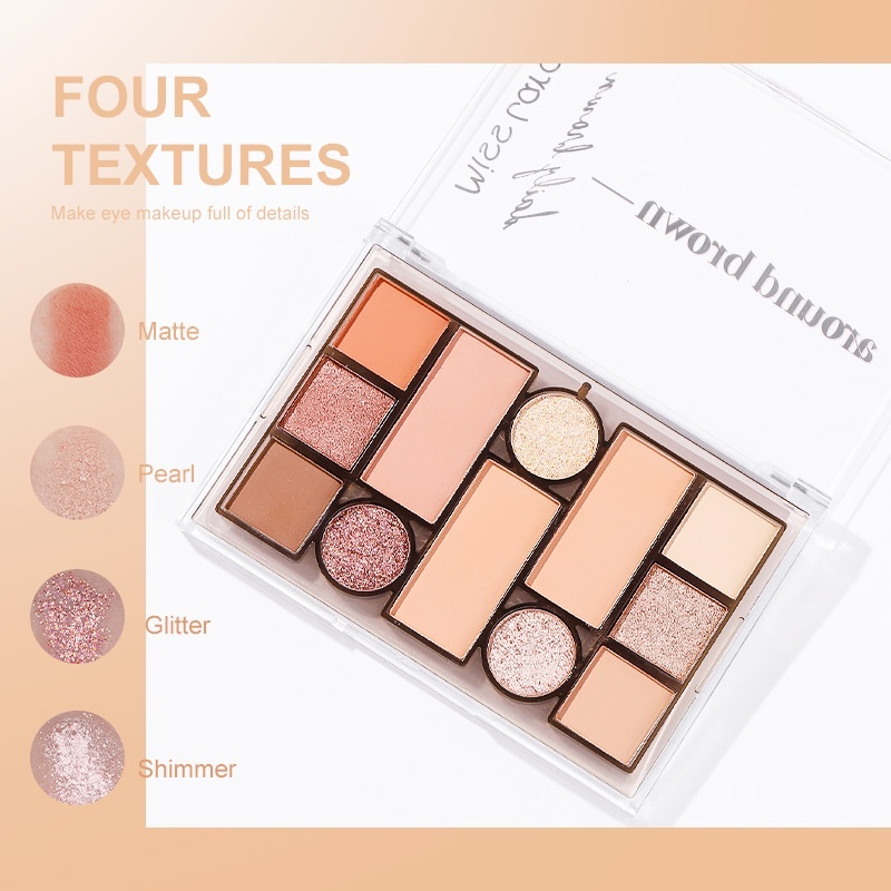 Bảng phấn mắt Miss lara 12 màu tông nhũ nội địa Trung và lì trang điểm chống nước lâu trôi cực hot trên Tiktok | BigBuy360 - bigbuy360.vn