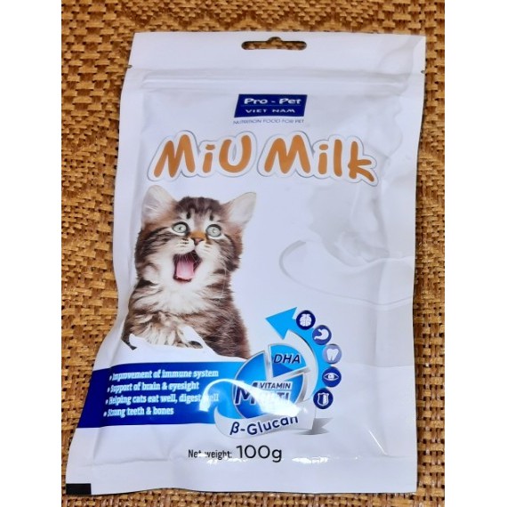 SỮA BỘT DINH DƯỠNG CHO MÈO Pro-pet Wow Milk Gói 100g Xuất xứ Việt Nam