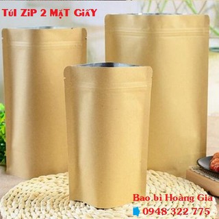 1kg Túi zipper 2 mặt giấy kraft đáy đứng