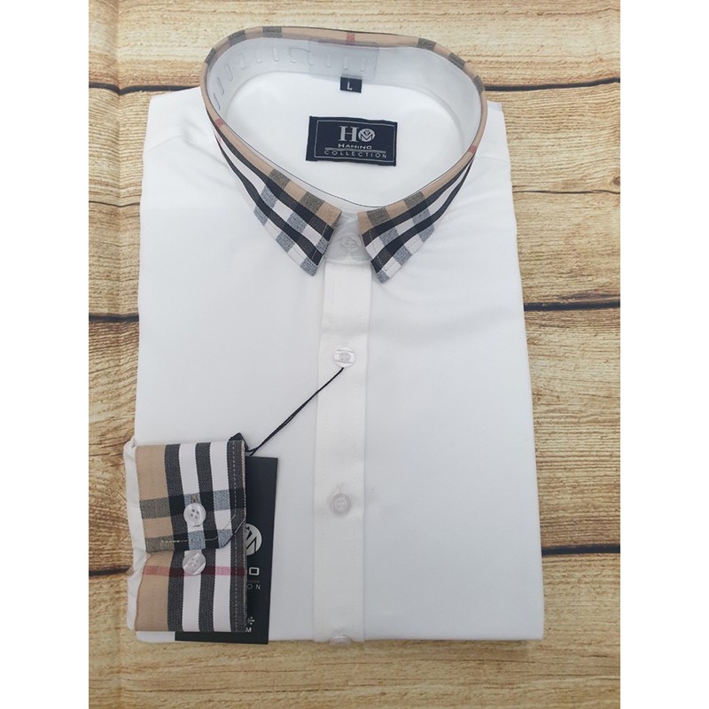 Áo Sơ Mi Nam Trắng Dài Tay Phối Màu, Sơ Nam Mi Họa Tiết Gấp Hộp Vải Lụa Cao Cấp VNXK [Hàng Xịn] | BigBuy360 - bigbuy360.vn