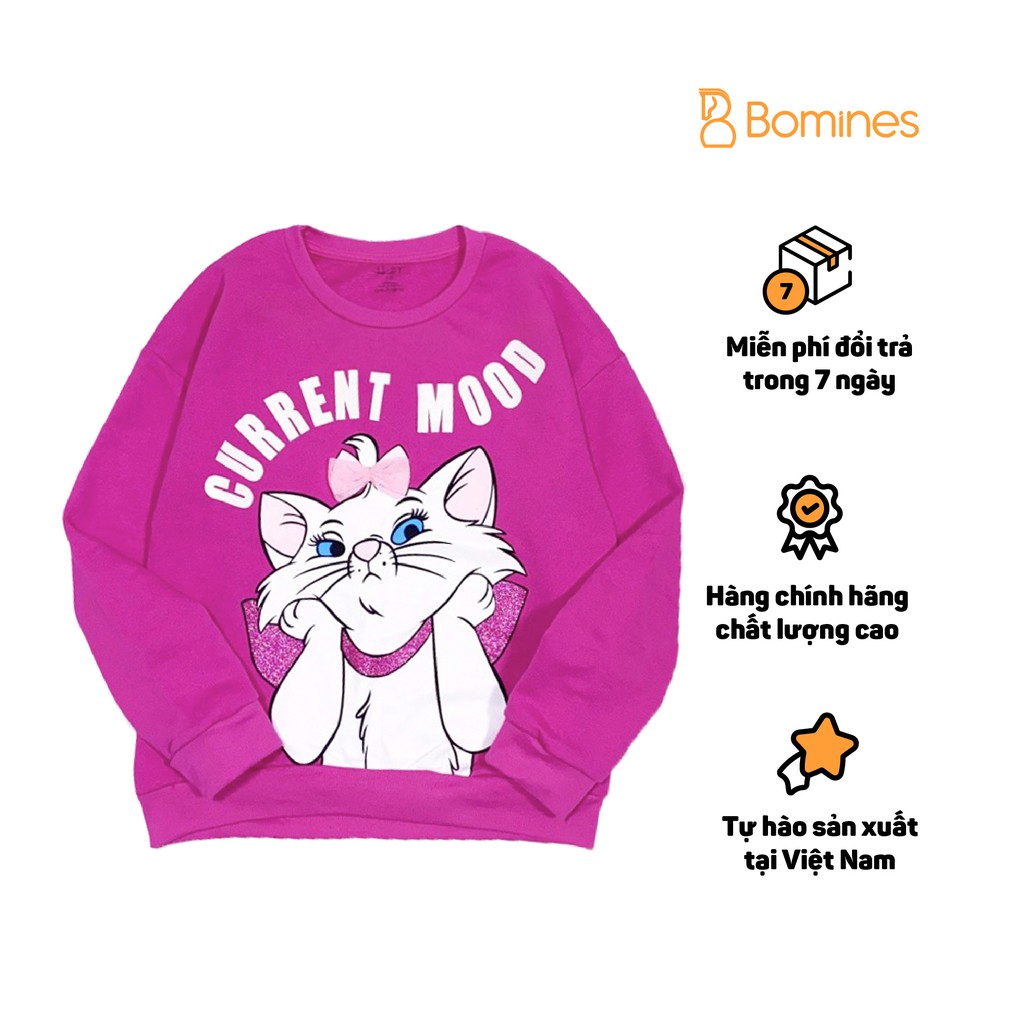 Áo hoodie thu đông bé gái mèo Marie vải da cá xuất hãng BOMINES phù hợp cho trẻ em từ 5 đến 12 tuổi khoảng 16kg - 36kg