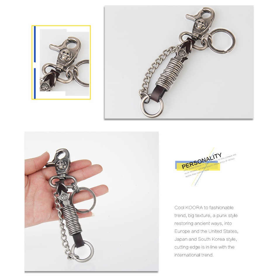 Móc khóa Eo Retro phong cách rock từ hợp kim móc chìa khóa cổ điển phương Tây cao cấp Skull Keychain Phặn Phặn