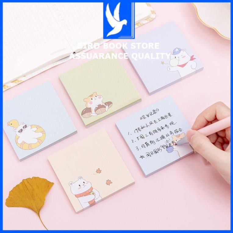 Giấy nhớ vuông hoạt hình 80 tờ 𝑭𝒓𝒆𝒆𝒔𝒉𝒊𝒑 giấy note dễ thương Birdbook