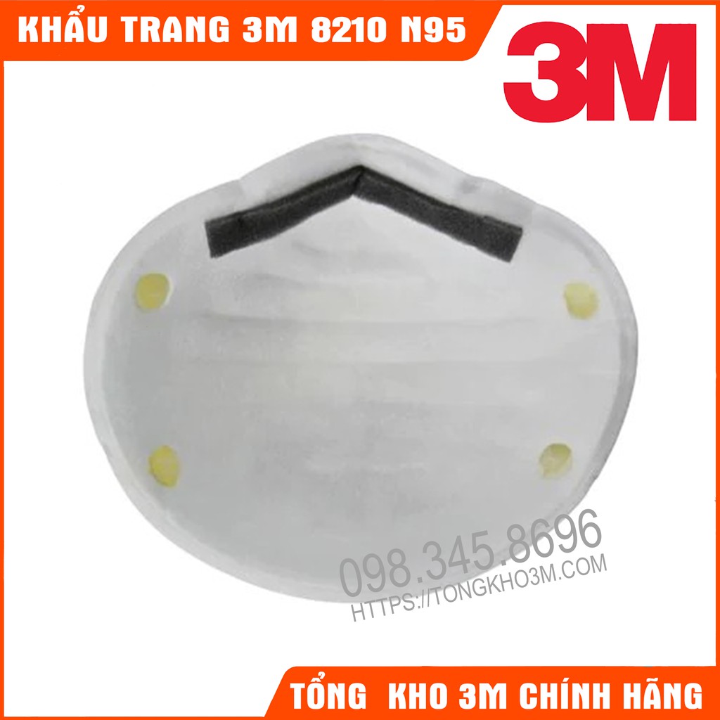 Khẩu Trang 3M 8210 N95 Chống Dịch Hiệu Quả Lọc Ít Nhất 95% Bụi Mịn, Vi Khuẩn, Virus