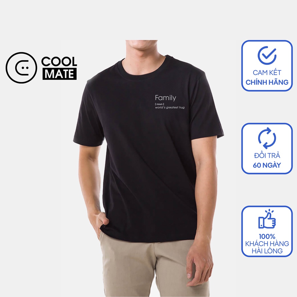 Áo thun nam 100% Cotton in " FAMILY" - Màu đen thương hiệu Coolmate: