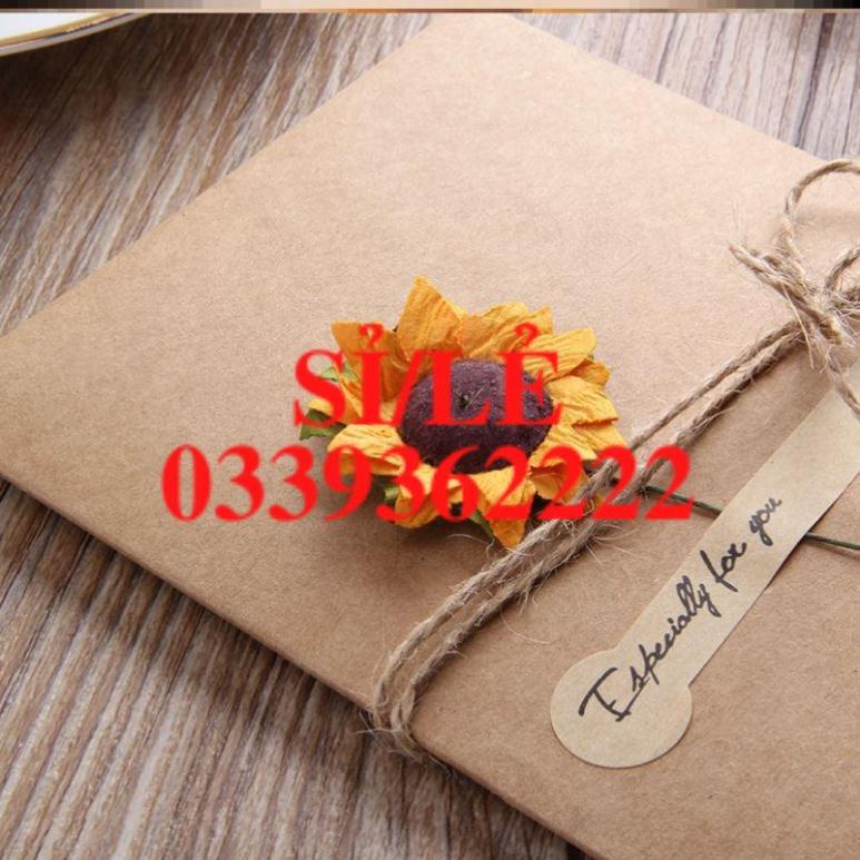 [ HAIANHSHOP ] Thiệp chúc mừng, sinh nhật phong cách Vintage chất liệu giấy kraft cài hoa Duashop &gt;