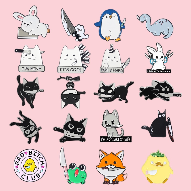 Huy Hiệu Cài Áo Hình Động Vật Dao Động Vật Vịt Thỏ Ếch Quà Tặng Cho Bạn Bè 20 Kiểu