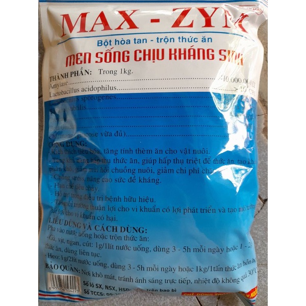 Men tiêu hóa, men sống chịu khang sính, max zym chong lợn, khỏe mạnh hồng hào mượt lông, nhanh xuat chuog gà chó meo vit